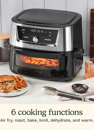 Cuisinart Air Fryer, 9-Quart Basket Stainless Steel Fryer Oven with 6 Presets to Roast, Bake, Broil, Air Fry, Dehydrate and Keep Warm, Dishwasher-Safe Parts, Quick & Easy Meals, AIRX-221, Black