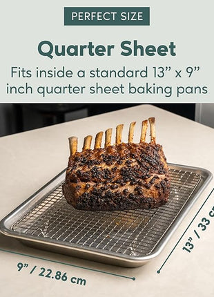 Ultra Cuisine Stainless Steel 8.5 x 12-inch Cooling and Baking Rack - Oven-Safe - Dishwasher-Safe - Heavy Duty - Tight Wire Bake for Oven Cooking - Quarter Sheet Pan - Ideal as Roasting Rack