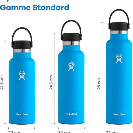 Hydro Flask 21 oz. Water Bottle - Stainless Steel, Reusable, Vacuum Insulated with Standard Mouth Flex Lid , Fog