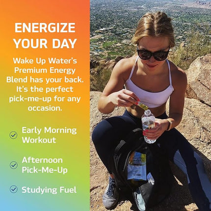 Wake Up Water Energy Drink Mix, Sugar Free Clean Energy Powder with Electrolytes & B Vitamins, Natural Caffeine for Focus & Hydration (15 Pack) - Variety