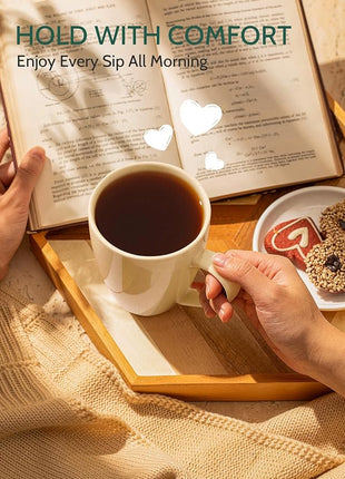 Sweese Porcelain Coffee Mugs - 16 Ounce (Top to the Rim) for Coffee, Tea, Cocoa, Set of 4, Beige