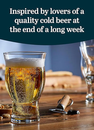 Libbey Craft Brews Nucleated Pint Beer Glasses, Dishwasher Safe Pint Glasses Set of 4 for Light Beers, Stouts, Laser Etching Nucleated Beer Glasses