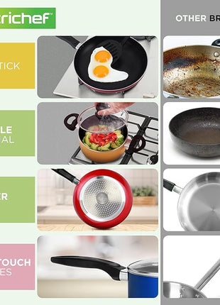 NutriChef 15-Piece Colorful Nonstick Kitchen Cookware Set | Heat Resistant Lacquer Kitchen Ware Pots and Pans Set w/Saucepot, Frying Pans, Pots, Oven Pot, Lids, Utensil