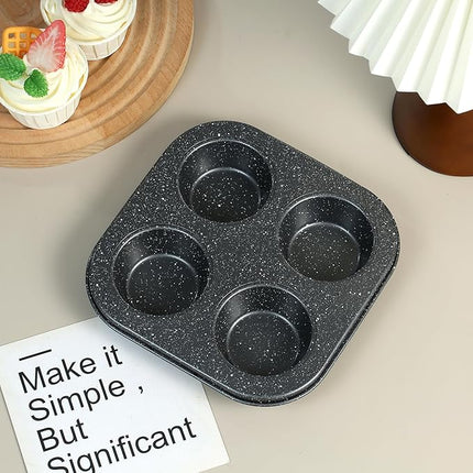 4 Cup Muffin Pan 2 Pack, Nonstick Mini Muffin Tin for Air Fryer, 1.18In Deep Cupcake Baking Pan for Frittatas, Tarts, Brownies