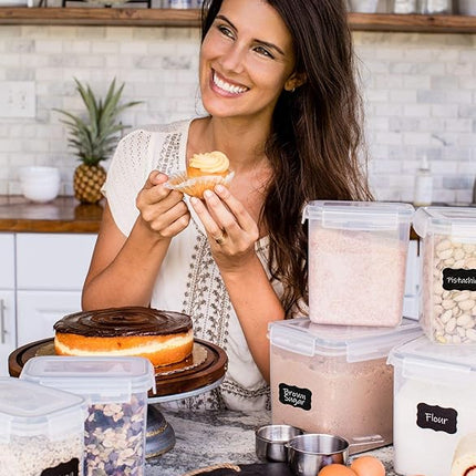 Simply Gourmet Airtight Food Storage Containers with Lids – 6 Piece Assorted Size Kitchen Pantry Organization Set, BPA-Free Clear Plastic, Stackable Containers for Cereal, Flour, Sugar, Rice, Snacks