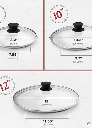 Cast Iron Skillet Set - 8"+10"+12"-Inch Dual Handle Frying Pans + Glass Lids + Silicone Handle Holder Covers - Pre-seasoned Oven Safe Cookware - Indoor/Outdoor Use - Grill, Stovetop, Induction Safe