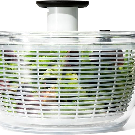 OXO Good Grips Salad Spinner | Lettuce Spinner | Fruit Washer | Fruit Washing Bowl with Strainer | Vegetable Cleaner | Salad Cleaner | Lettuce Washer | 6.22 Quart Capacity