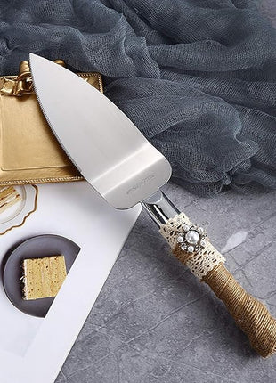 TANG SONG Set of 2 Rustic Wedding Cake Knife and Serving Set Wedding Cake Knife Serveing, Rustic Wedding Cake Knife Set for Parties Weddings Anniversaries