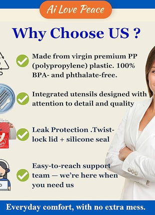 AI LOVE PEACE Ramen Bowl, 40 oz Microwaveable Noodle Cooker for Ramen, Pho, Soup, and Pasta, Dishwasher Safe and Portable, Ideal for Home, Office, Dorm, or Gift (Blue)