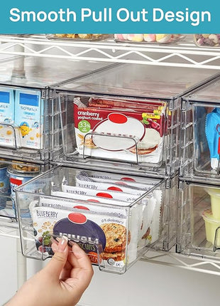 Vtopmart 10 Pack Stackable Storage Drawers,Clear Acrylic Drawer Organizers with Handles, Easily Assemble Containers for Fridge, Bathroom,Kitchen Undersink,Cabinet,Pantry Organization and Storage