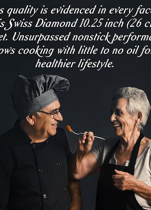 Swiss Diamond 10.25 Inch Frying Pan Nonstick Diamond Frying Pan, Aluminum Coated Skillet, Dishwasher Safe and Oven Safe Fry Pans with Ergonomic Handle, Grey