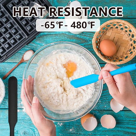 Silicone Jar Scraper Spatulas, 5pcs Heat Resistant Cake Cream Peanut Butter Spatulas Mixing Batter Scraper, 9.6 inch Nonstick Bread Spatula Rubber Kitchen Jar Blenders Scraper Long