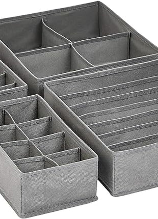 Amazon Basics Dresser Drawer Storage Organizer for Undergarments, Set of 4 - Gray