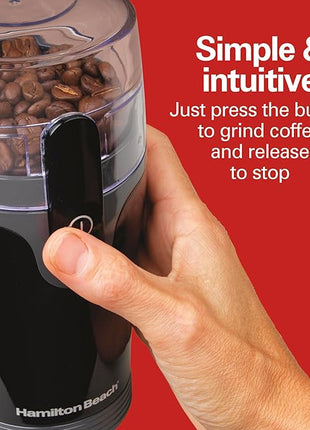 Hamilton Beach Fresh Grind Electric Coffee Grinder for Beans, Spices and More, Stainless Steel Blades, Removable Chamber, Makes up to 12 Cups, Black