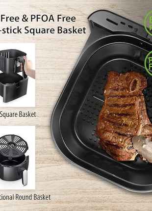 COMFEE' 5.8Qt Digital Air Fryer, Toaster Oven & Oilless Cooker, 1700W with 8 Preset Functions, LED Touchscreen, Shake Reminder, Non-stick Detachable Basket, BPA & PFOA Free (110 electronic Recipes)