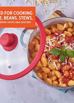 IMUSA USA 3.2Qt Red Ceramic Nonstick Caldero (Dutch Oven) with Silicone Rim & Glass Lid