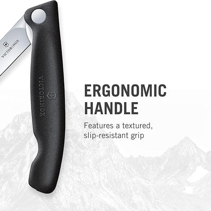 Victorinox Swiss Classic Foldable Paring Knife, Straight Edge Black 4.3 in