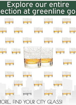 Greenline Goods Whiskey Glasses - 10 Oz Tumbler Gift Set for Washington, DC lovers, Etched with Washington, DC Map | Old Fashioned Rocks Glass - Set of 2