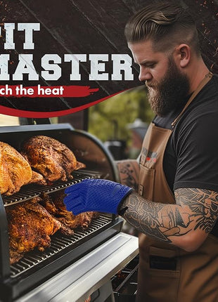 KITCHEN PERFECTION Silicone Smoker Oven Gloves -Extreme Heat Resistant Bbq Gloves -Handle Hot Food Right on Your Smoker Grill Fryer Pit|Waterproof Oven Mitts Grill Gloves |Superior Value Set+3 Bonuses