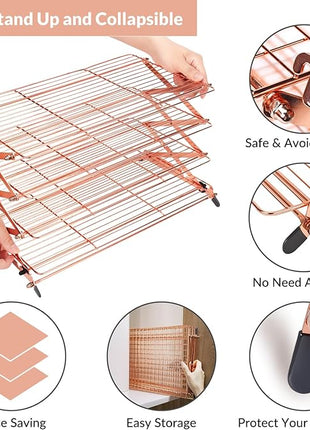 Geesta 2/3/4-Tier Collapsible Cooling Rack with Adjustable 3 Setting Design Stackable Cooling Roasting Cooking for Cookies Baking - Copper Cooking Utensils