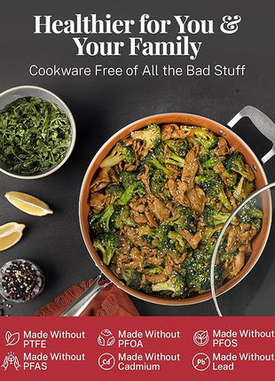 Gotham Steel 20 Pc Pots and Pans Set Nonstick Cookware + Bakeware Set, Complete Ceramic for Kitchen, Non Stick with Lids, Dishwasher / Oven Safe, Toxic - Red