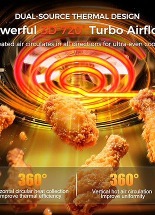 OSTBA 2.5QT Air Fryer for 1–2 People, Small Air Fryer with 6 Menu Options, Dual Knob Manual Temp & Timer, 3D Rapid Air Circulation, Nonstick & Dishwasher Safe Basket, Oil-Free Healthy Cooking