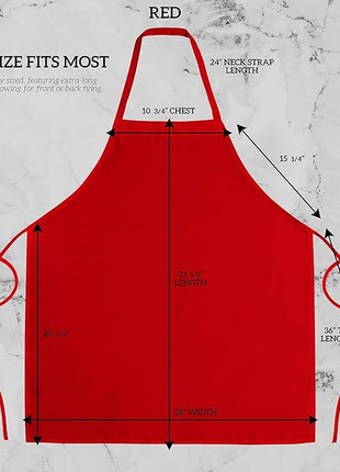 GREEN LIFESTYLE 120 Pack Professional Chef Apron – Grilling Aprons for Men, Waterproof Cooking Apron for BBQ, Work or Restaurant Use, Kitchen Aprons for Women – Red, No Pockets