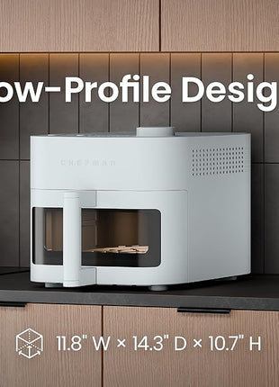 Chefman Crispinator Air Fryer 6-in-1 with 8 Qt capacity, 450°F Max Temp with TurboFry Pro Technology for Fast and Even Results, Viewing Window, Nonstick Ceramic Basket