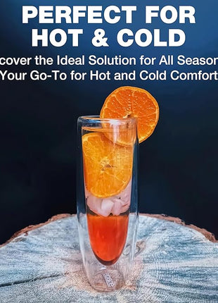 Eparé Stemless Champagne Flutes Glass - Set of 4 Double Wall Champagne Glasses for Mimosas, Prosecco, and Cocktails - Modern Lightweight Glass Stemless Flute Glasses for Celebrations