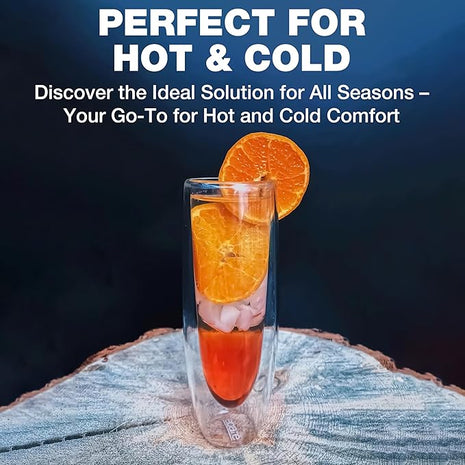 Eparé Double Wall Stemless Champagne Flutes Glass - Set of 2 Lightweight Mimosa and Prosecco Glasses for Bridal Shower, Bridesmaid Gift - Modern Stemless Champagne Glasses