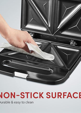 Elite Gourmet ESM2207XSS Sandwich Panini Maker Grilled Cheese, Machine Tuna Melt Omelets Non-stick Cooking Surface, 2 Slice, 750 Watts, Stainless Steel