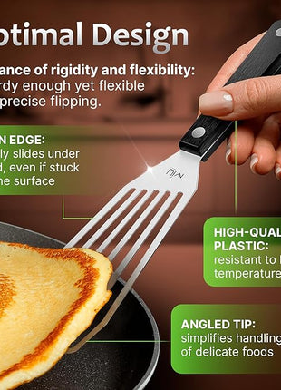 MIU Fish Spatula Stainless Steel, Flexible, Polished Metal, Corrosion Resistant, Kitchen Slotted Turner [Upgraded Version]