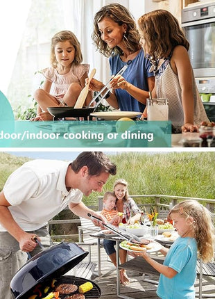 Grill Tongs, 17 Inch Extra Long BBQ Tongs, Premium Stainless Steel Metal Tongs for Cooking, Grilling, Charcoal, Barbecue/BBQ, Buffet (17", 2PCS)