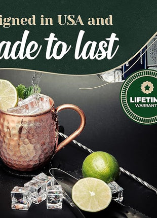 Moscow Mule Hammered Copper 18 Ounce Drinking Mug, Set of 12