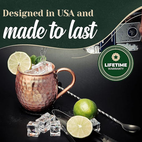 Moscow Mule Hammered Copper 18 Ounce Drinking Mug, Set of 12