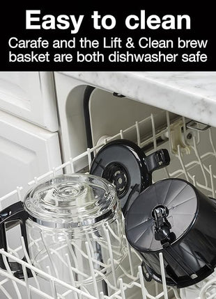 Proctor Silex 10-Cup Coffee Maker, Works with Smart Plugs That Are Compatible with Alexa, Auto Pause and Serve, Black (48351PS)