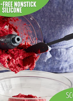 GreenLife Cooking Tools and Utensils, Easy Reach Silicone Spatula Set for Baking Mixing and Stirring, Heat and Stain Resistant, Dishwasher Safe, Grey