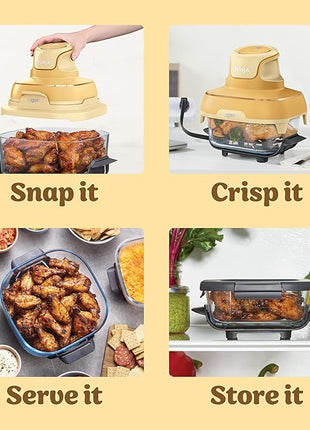 Ninja | Air Fryer | Crispi 4-in-1 Portable Cooking System | 4QT & 6 Cup Glass Containers, Crisper Plates & Storage Lids Included | Microwave, Freezer & Dishwasher Safe | Ginger Snap | FN101GD