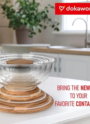 Glass Mixing Bowls Acacia Lids - (Bowls Not Included) Lids are compatible with all Glass Mixing Bowls Set