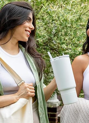 Ello Port 40oz Tumbler with Carry Loop & Integrated Handle, Vacuum Insulated Stainless Steel Reusable Water Bottle, Travel Mug with Leak Proof Lid and Straw, Perfect for Iced Coffee and Tea, Mauve