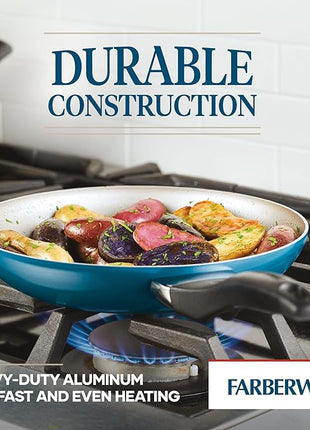 Farberware 20361 Dishwasher Safe Nonstick Cookware Set / Pots and Pans Set - 15 Piece, Blue