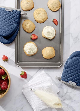 KitchenAid Asteroid Mini Oven Mitt Set, 5.5"x8", Blue Willow, 2 Piece