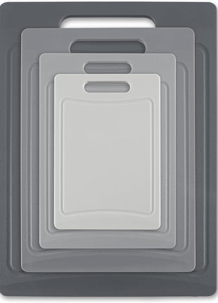 COOK WITH COLOR Non-Slip Cutting Board Set – Kitchen Essentials with Easy Grip Handle for Meat, Veggies, and Fruits, 4 Cutting Boards, Gray-New