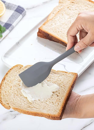 Country Kitchen Non Stick Silicone Utensil Set with Rounded Wood Handles for Cooking and Baking, 14 Piece Set, Gray