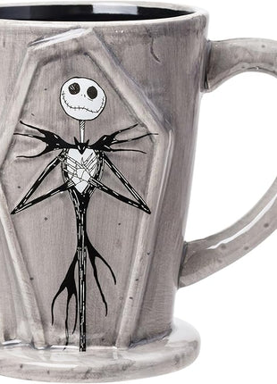 Silver Buffalo Disney Tim Burton Nightmare Before Christmas Tombstones Featuring Jack Skellington and Zero 3D Sculpted Ceramic Mug, 18 Ounces