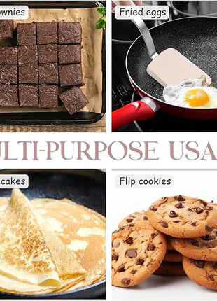 Silicone Cookie Spatula Turner 2 Pack Mini Brownie Spatula Flexible Kitchen Small Silicone Turner for Nonstick Cookware Heat Resistant No Scratch Flipper for Egg Pancake(Khaki)