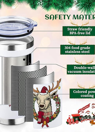 StarSpeed 20oz Christmas Tumbler Bulk with Lid and Straw, Stainless Steel Double Wall Vacuum Insulated Travel Mug, Powder Coated Coffee Cups for Hot and Cold Drinks,Funny Christmas Gifts for Women Men