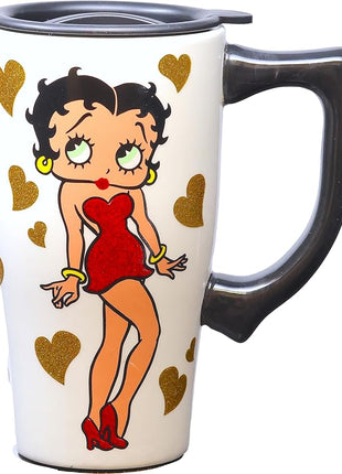 Spoontiques - Ceramic Travel Mugs -Betty Boop Cup - Hot or Cold Beverages - Gift for Coffee Lovers