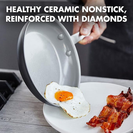 GreenPan Chatham Hard Anodized Healthy Ceramic Nonstick, 12" Frying Pan Skillet, PFAS-Free, Dishwasher Safe, Oven Safe, Gray