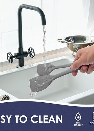 Heat Resistant 600℉ Silicone Spatula, Turner Mixing Spatulas set BPA Free Dishwasher Safe for Nonstick Cookware, Grey